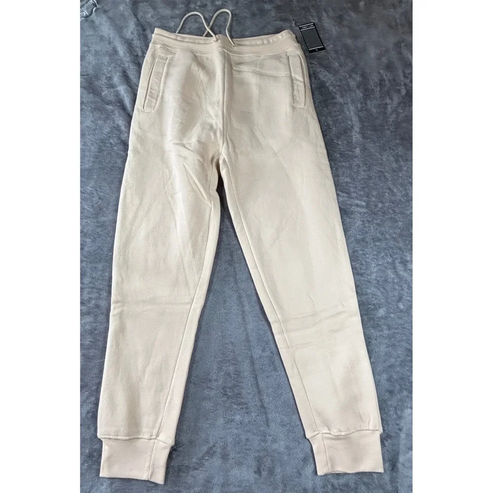 Net Label Mens Fleece Joggers Beige Tan Drawstring Sweatpants Size M NEW
